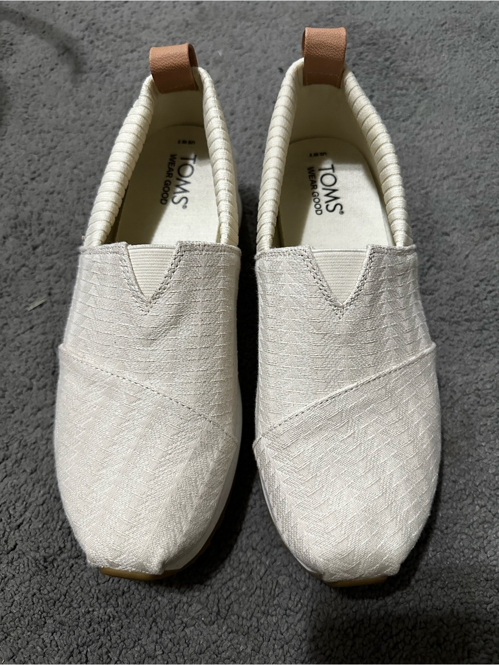 TOMS Slip-On Shoes in Cream with Tan Heel Tab